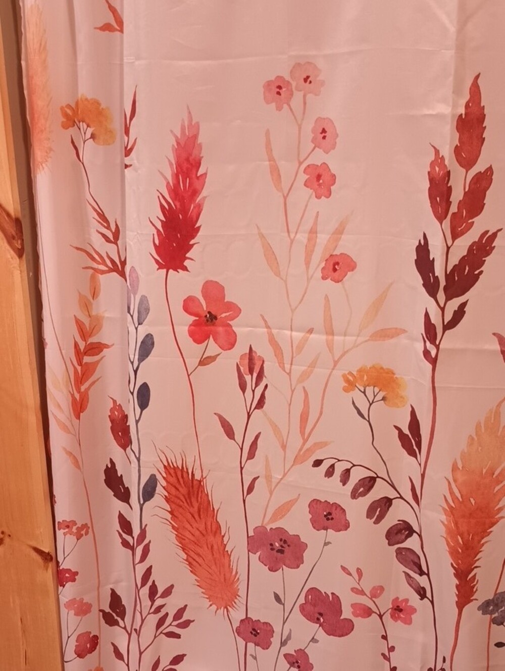Floral Autumn Shower Curtain W Squirrel, Hedgehog & Pumpkin Design - Fall Colors - Picture 5 of 5